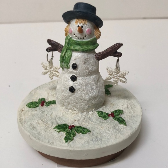 Snowman holding snowflakes Candle Topper - Picture 1 of 8